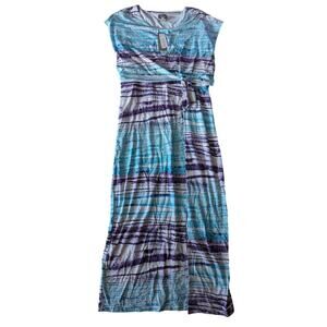 NWT‎ CHICOS Ellie Calm Waves Tank Overlay Tie Knot Split Maxi Dress Size 1